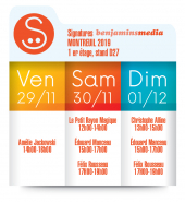 planning des signatures sur le stand de benjamins media